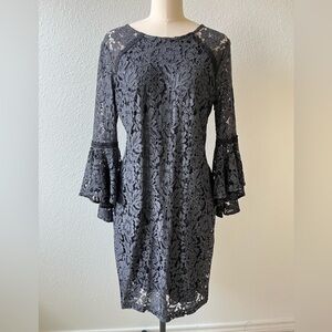 Calvin Klein Charcoal Lace Midi Dress